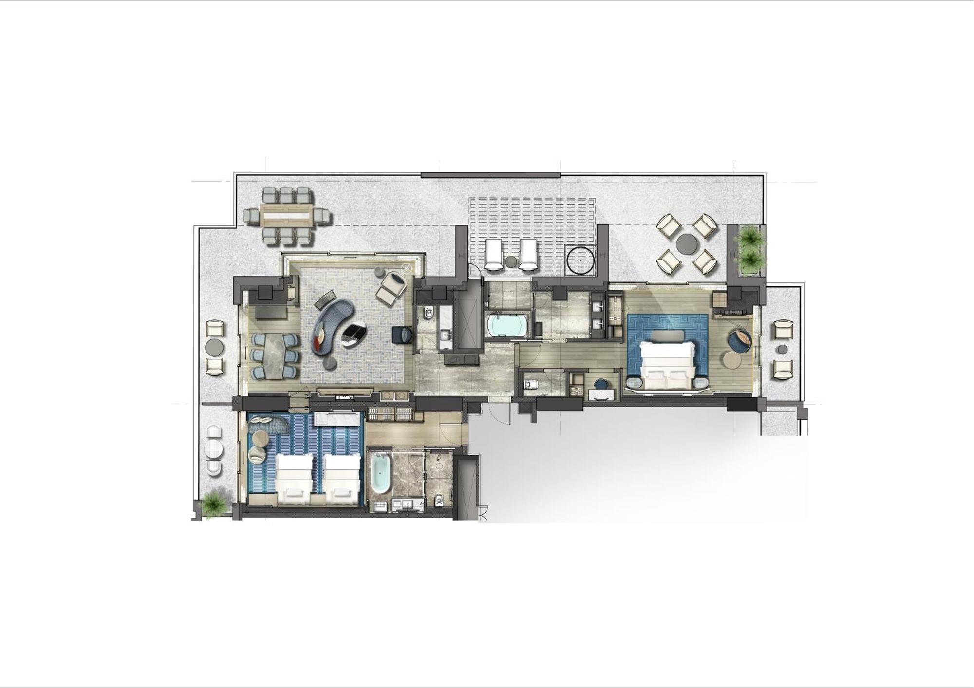 City Of Dreams Mediterranean - Integrated Resort, Casino & Entertainment Limassol Szoba fotó Floorplan of a typical apartment