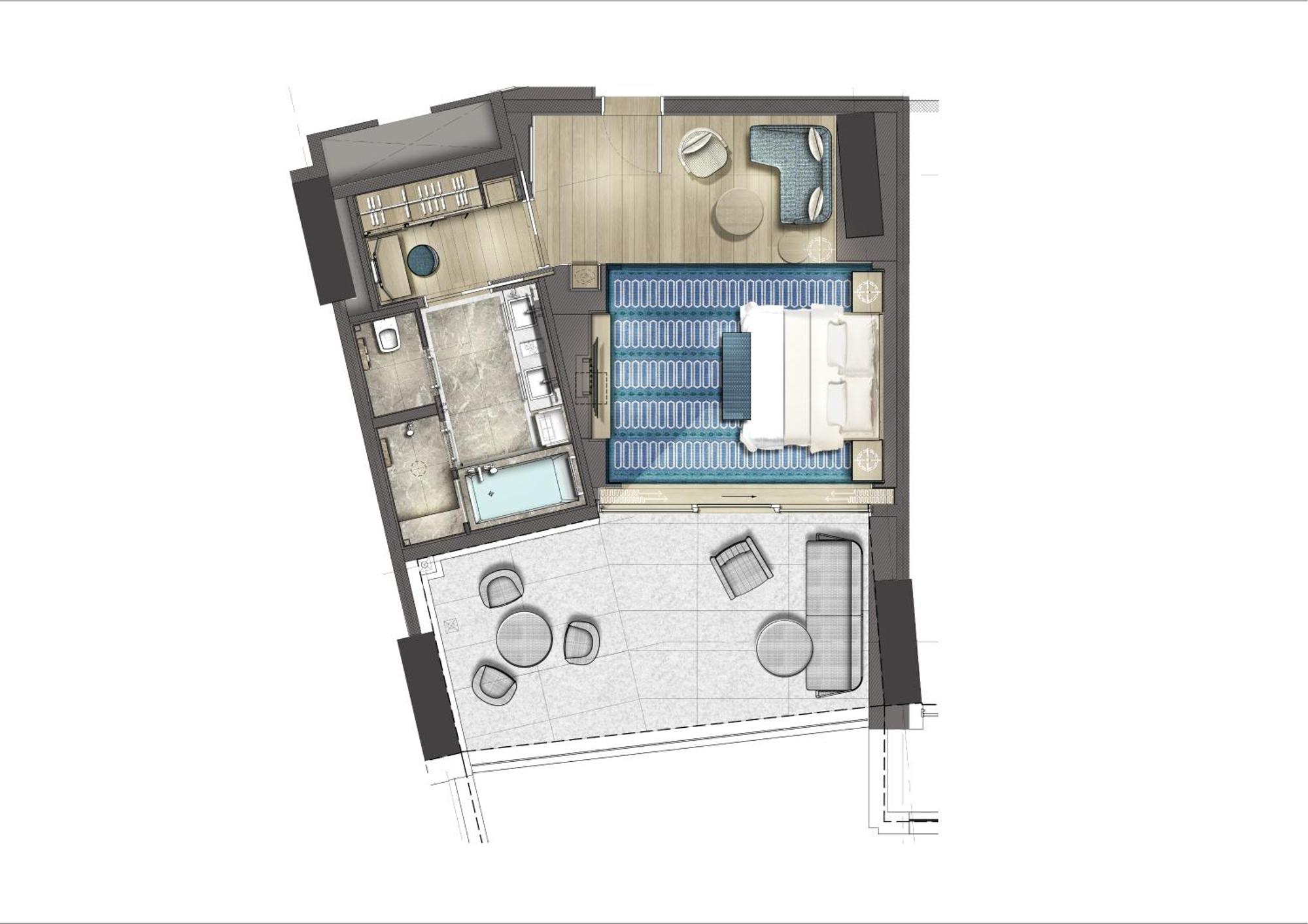 City Of Dreams Mediterranean - Integrated Resort, Casino & Entertainment Limassol Szoba fotó Floorplan of a typical apartment